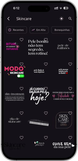 Tela do aplicativo Toque Criativo com figurinhas para stories
